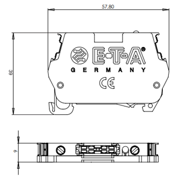 Mechanical Drawing - E-T-A Circuit Breakers X1180 Circuit Breaker & Terminal Block Kits